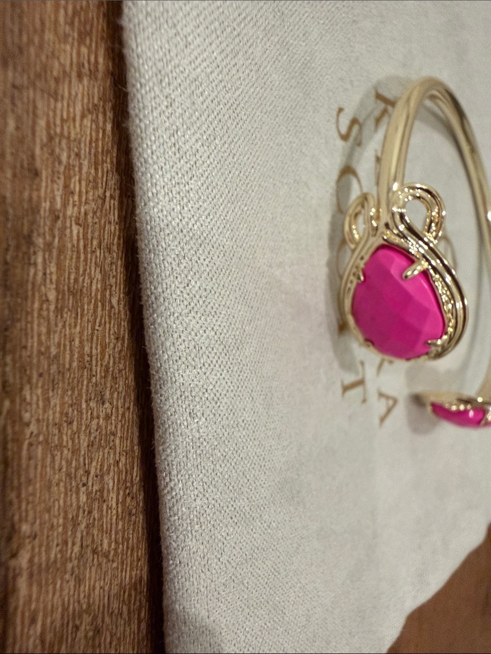 Kendra Scott Gold Open Cuff Bracelet with Hot Pink Stones - Picture 4 of 9